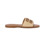 Miu Miu Logo Slipper Natural
