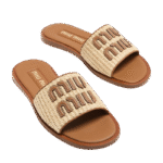 Miu Miu Logo Slipper Natural - Image 3