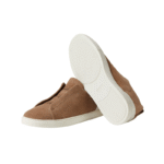 Zegna Grey Mélange Suede Triple Stitch Beige Suede - Image 5