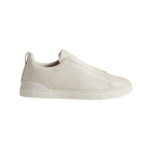 Zegna Grey Mélange Suede Triple Stitch Off White