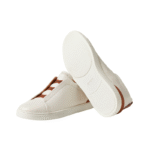 Zegna Triple Stitch off-white deerskin leather brown suede - Image 3