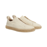 Zegna Triple Stitch Linen & Leather Off White Espadrilles - Image 2